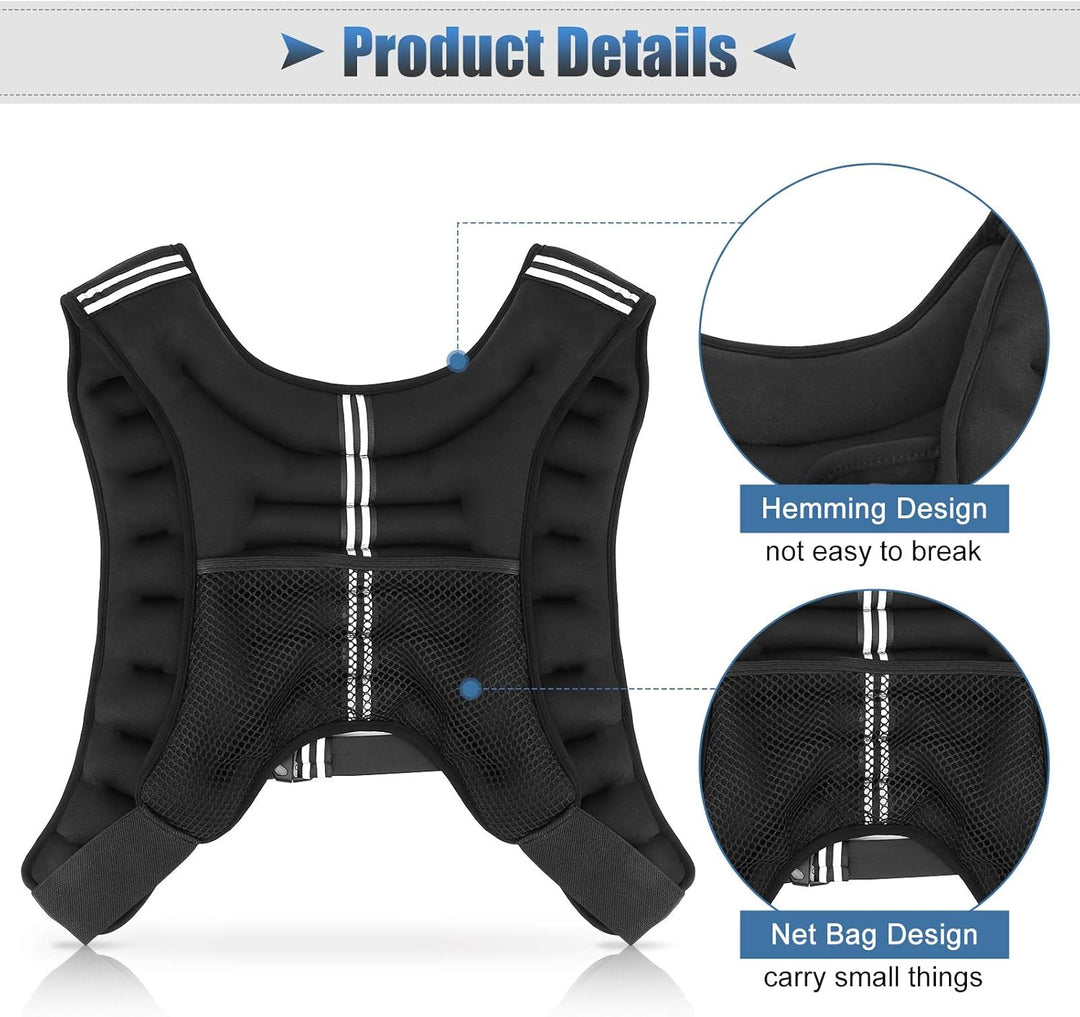 Gewichtsweste 10Kg, Weighted Vest Verstellbare Laufweste Trainingsweste Gewichtsmanschetten mit Refl