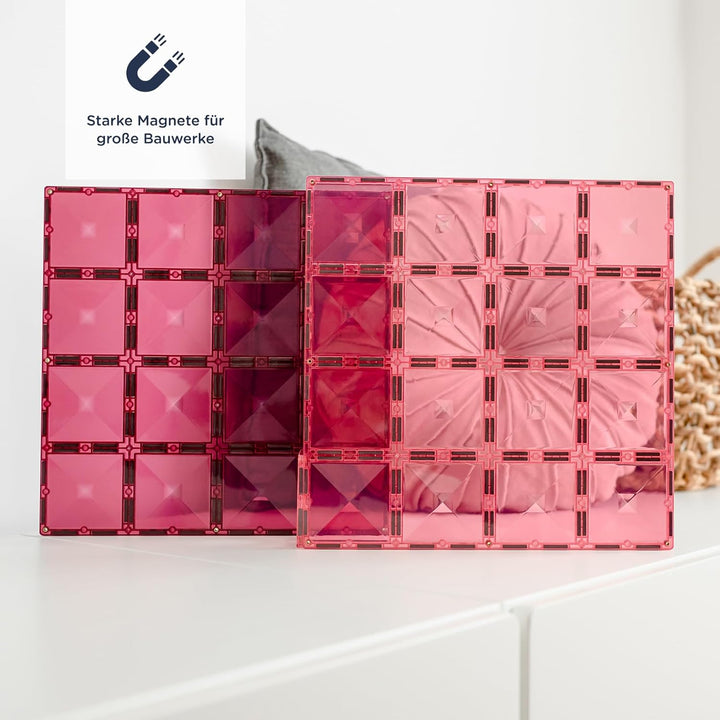 Connetix Magnetische Fliesen Pastell Rosa und Beere Grundplatten-Pack, 2 Stück