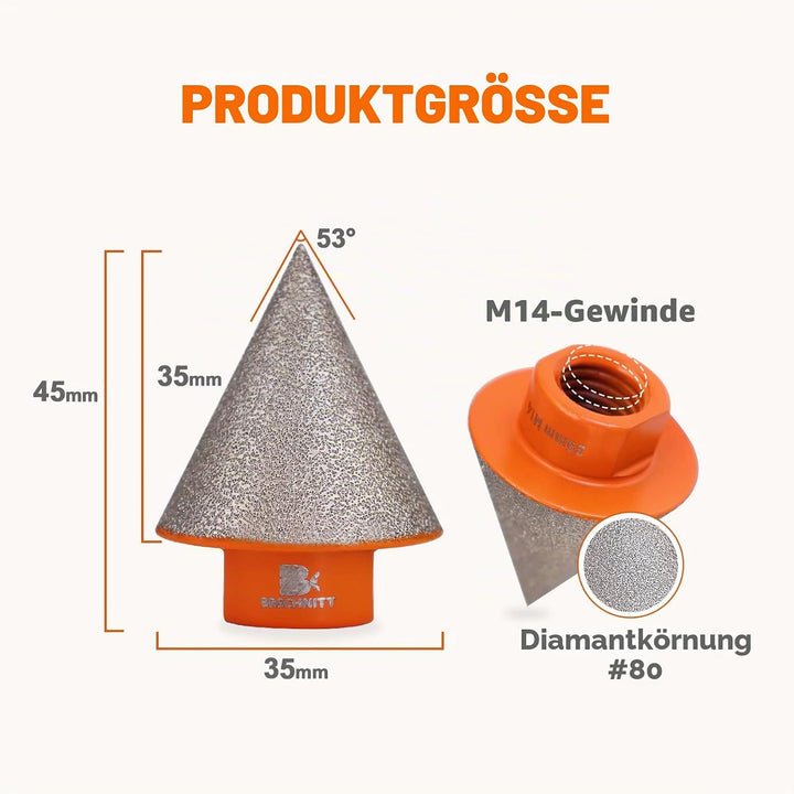 Diamant-Fasenbohrer 35mm - BRSCHNITT Diamant Fasenbits Fingerfräser zum Vergrössern Löcher in Fliese