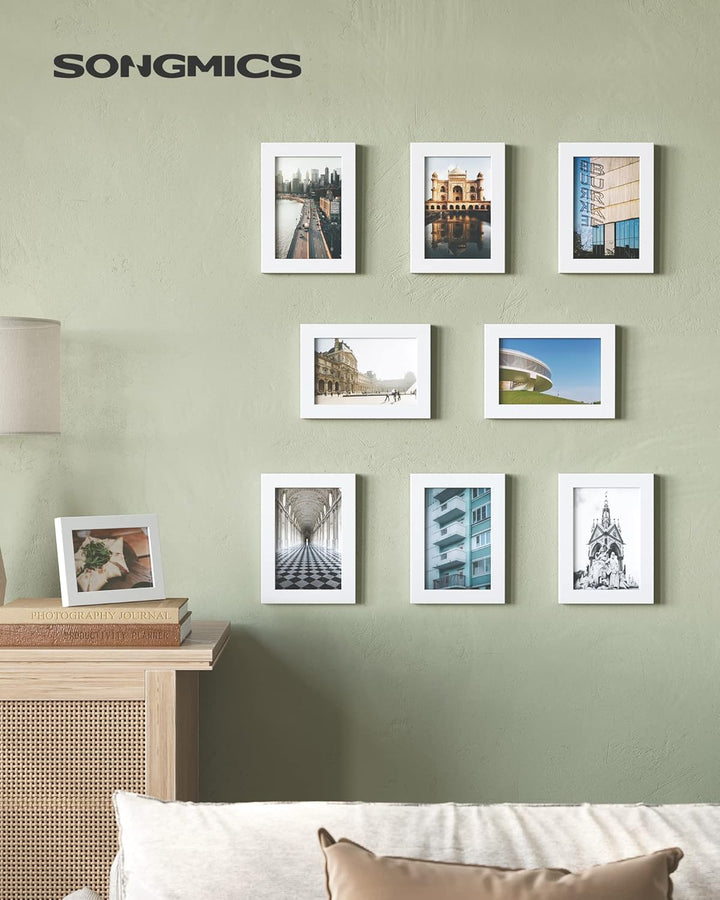 SONGMICS Bilderrahmen Set im 5er-Set, 10 x 15 cm, Fotorahmen mit Glasscheibe, Weihnachten, Rahmen We