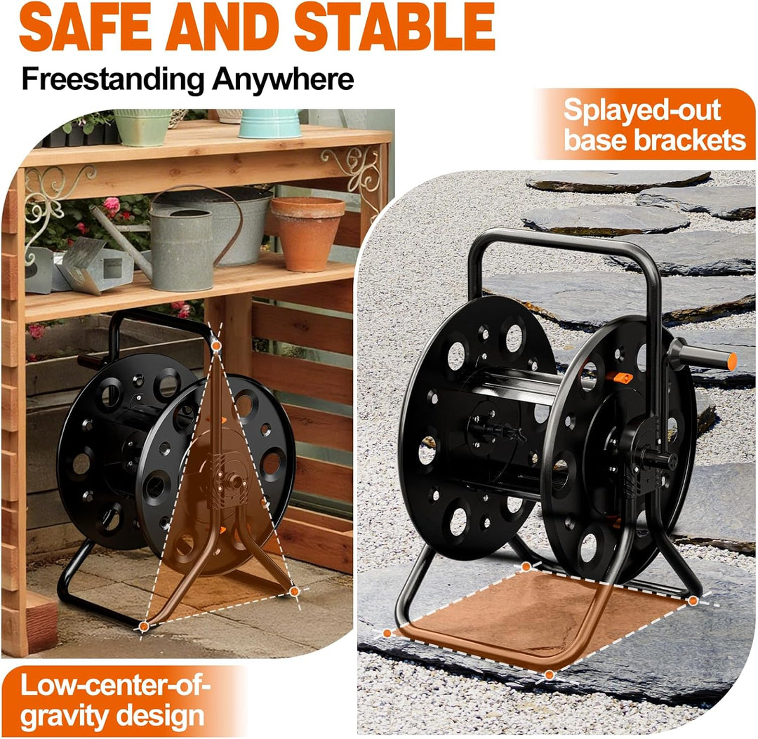 SPECILITE Schlauchtrommel Wasser Robust, Tragbarer Schlauchaufroller Metall für 23-79m Gartenschlauc