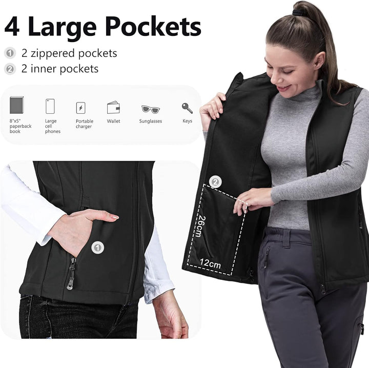 33,000ft Weste Damen Outdoor Leichte Softshell Weste Wasserdicht Ärmellose Jacke Winddichte Fleece D