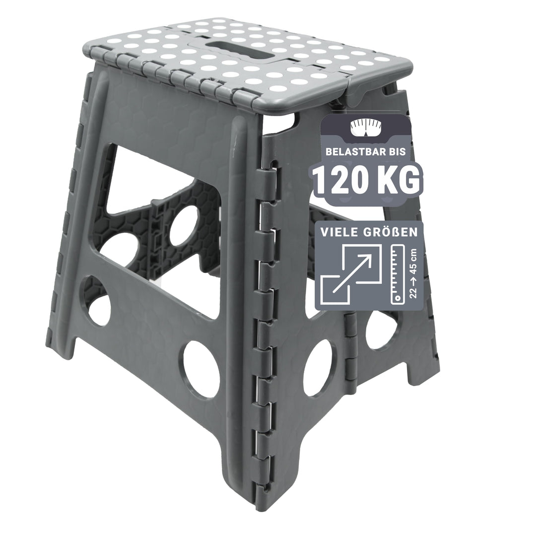 ZOLLNER Tritthocker faltbar - Klapphocker für Kinder und Erwachsene bis 120kg - Anti-Rutsch-Beschich