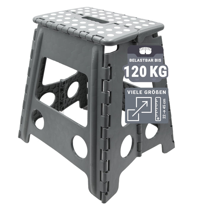 ZOLLNER Tritthocker faltbar - Klapphocker für Kinder und Erwachsene bis 120kg - Anti-Rutsch-Beschich