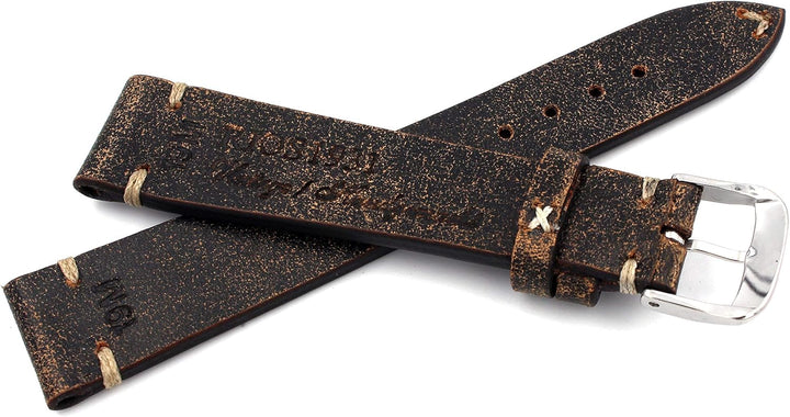 Rios1931 Sagittarius Vintage Rindsleder Uhrenarmband handgemacht in Deutschland Robust 19mm Scratche