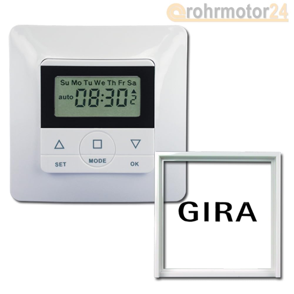 Rolladen Zeitschaltuhr CasaSpirit50 incl. Gira Zwischenrahmen Steuerung Comfort (GIRA System 55/Stan