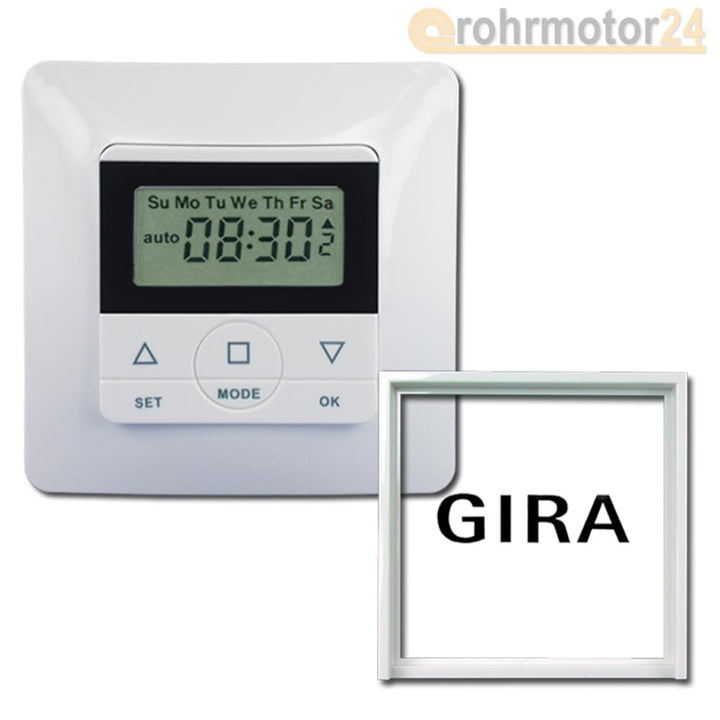 Rolladen Zeitschaltuhr CasaSpirit50 incl. Gira Zwischenrahmen Steuerung Comfort (GIRA System 55/Stan