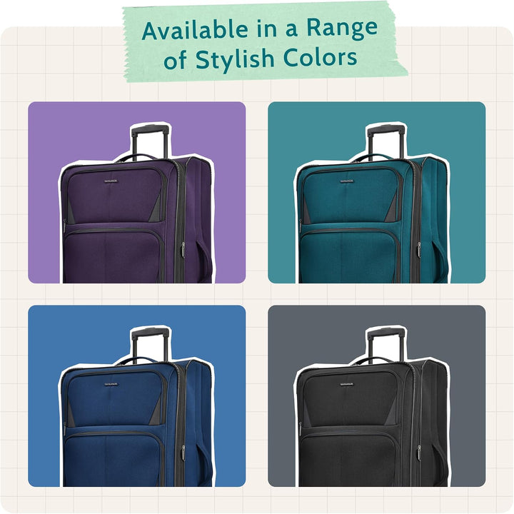 U.S. Traveler Aviron Bay Erweiterbares Softside-Gepäck mit Spinnrollen, schwarz, Checked-Large 31-In