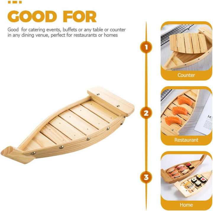 TOPPERFUN Holz Sushi Boot Sashimi Servierplatte Kreatives Schiff design für Restaurant Hotel Familie
