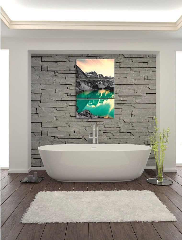 Pixxprint prachtvoller Moraine Lake in Canada als Leinwandbild/Grösse: 3 Teilig (120x80 cm) cm/Wandb