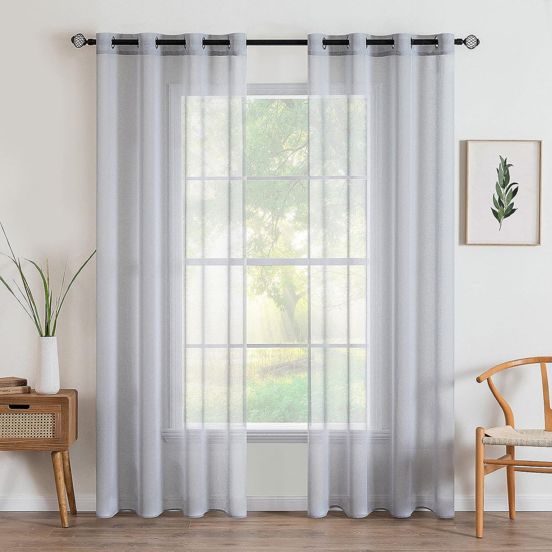 MIULEE Sheer Voile Vorhang Weihnachtsdeko mit Ösen Transparente Optik Gardine Ösenvorhang Ösenschal