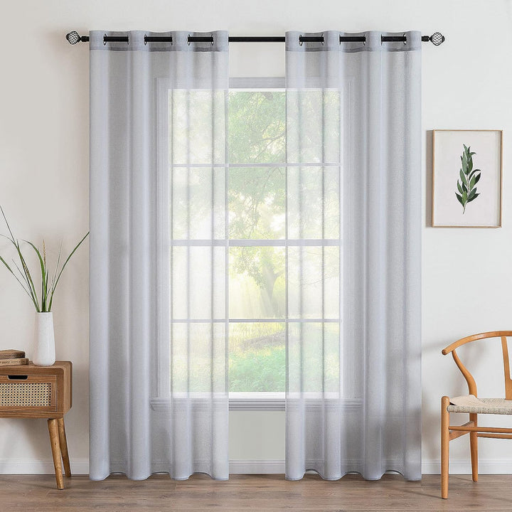 MIULEE Sheer Voile Vorhang Weihnachtsdeko mit Ösen Transparente Optik Gardine Ösenvorhang Ösenschal