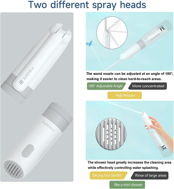 Insolife Tragbares Bidet der 3. Generation, Hochdruck-Reise-Bidet, elektrisch, für Männer und Frauen