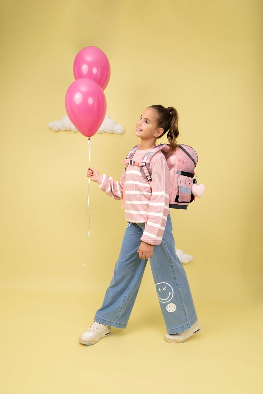 Belmil ergonomischer Schulranzen Set 4 -teilig für Mädchen 1-4 Klasse Grundschule/ Brustgurt / Magne