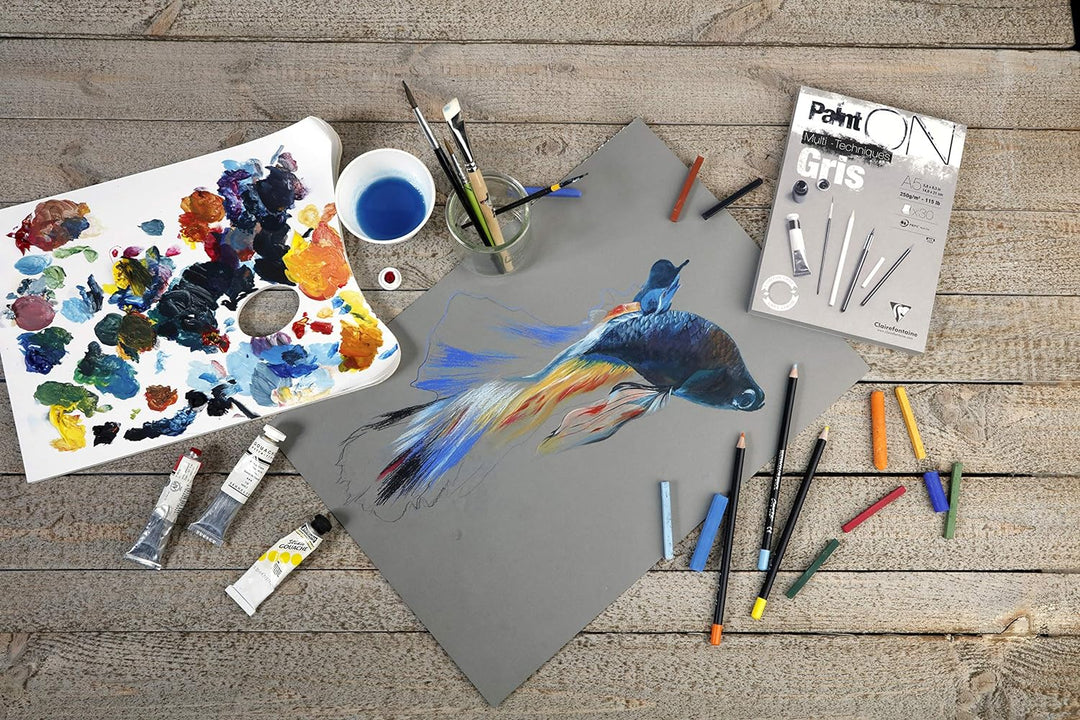 Clairefontaine 975184C Skizzenheft mit Fadenbindung Paint'On (32 Blatt, 250g) 1 Stück grau grau ohne