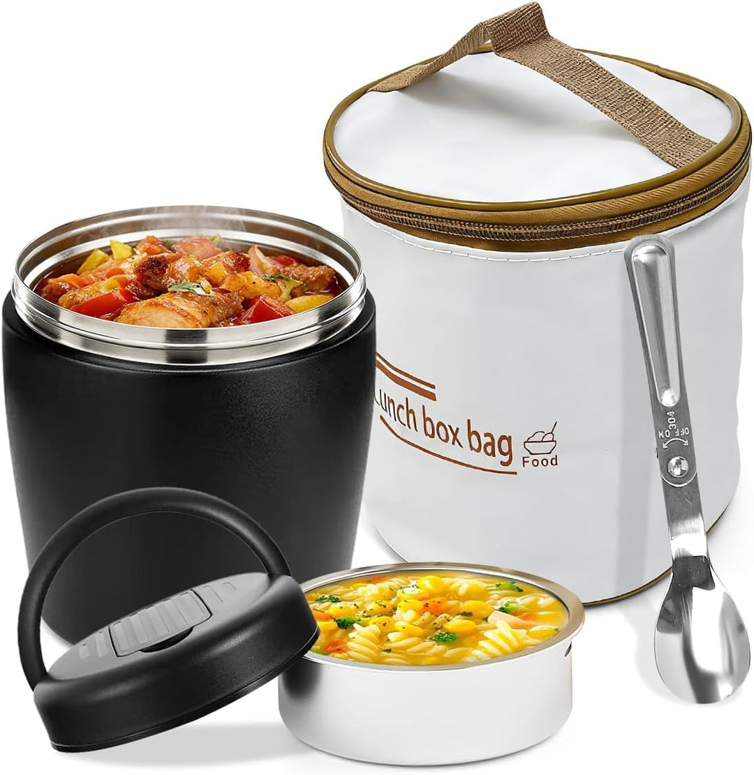 Thermobehälter für Essen 1200ml Warmhaltebehälter Essen to go mit Tasche & Löffel Thermo Speisebehäl
