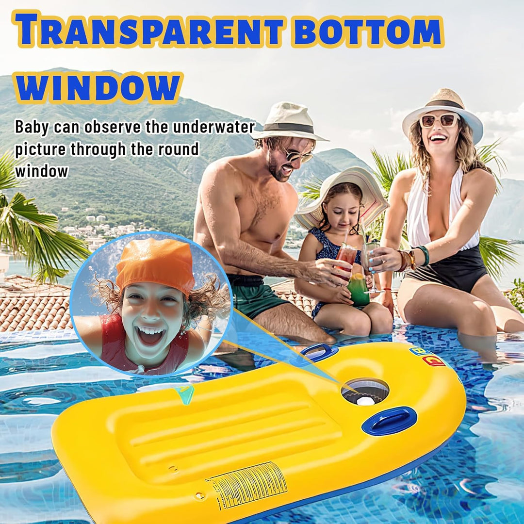 Schwimmbrett Bodyboard Aufblasbar, dellyy 110 x 48cm Surfbrett Bodyboard mit Griffen, Schwimmhilfe A