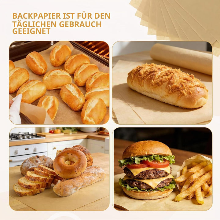 120 Stück Pergamentpapier zum Backen, Bio Backpapier ohne PFAS, 25 * 35cm Backpapier Zuschnitte zum