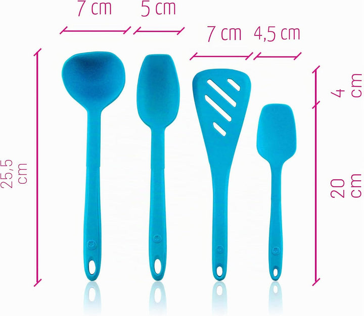 Kochblume Küchenhelfer-Set - Designwender S &amp; Sossenlöffel S &amp; Schöpfkelle S &amp; Flexlöffel S 4er Set