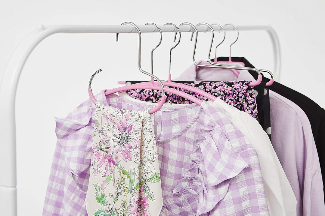MAWA Kleiderbügel für Kinder, 10 Stück, platzsparende und rutschfeste Oberteilbügel für T-Shirts und