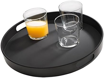 APS Tablett „Bistro“, Serviertablett, schwarzes Melamin Tablett, rutschfest, mit 2 Griffmulden und S