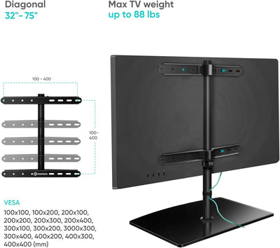 ONKRON TV Standfuss TV Ständer höhenverstellbar & schwenkbar - TV Halterung 32 Zoll - 75 Zoll für Fl