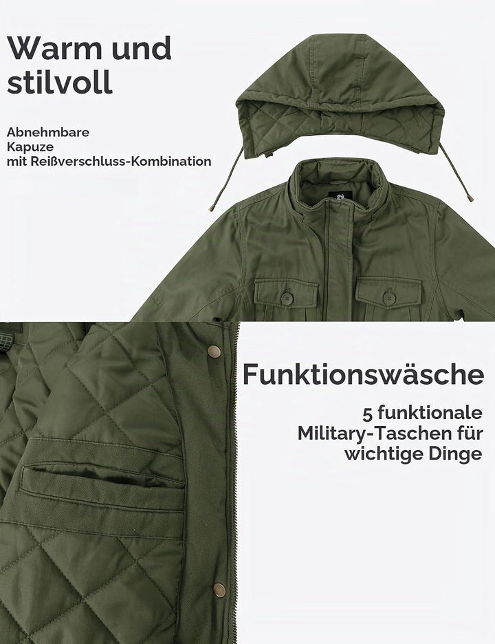 Wantdo Damen Klassische Baumwoll Jacke Warmer Fleece Mantel Winter Outdoor Parka Jacke Mittellanger