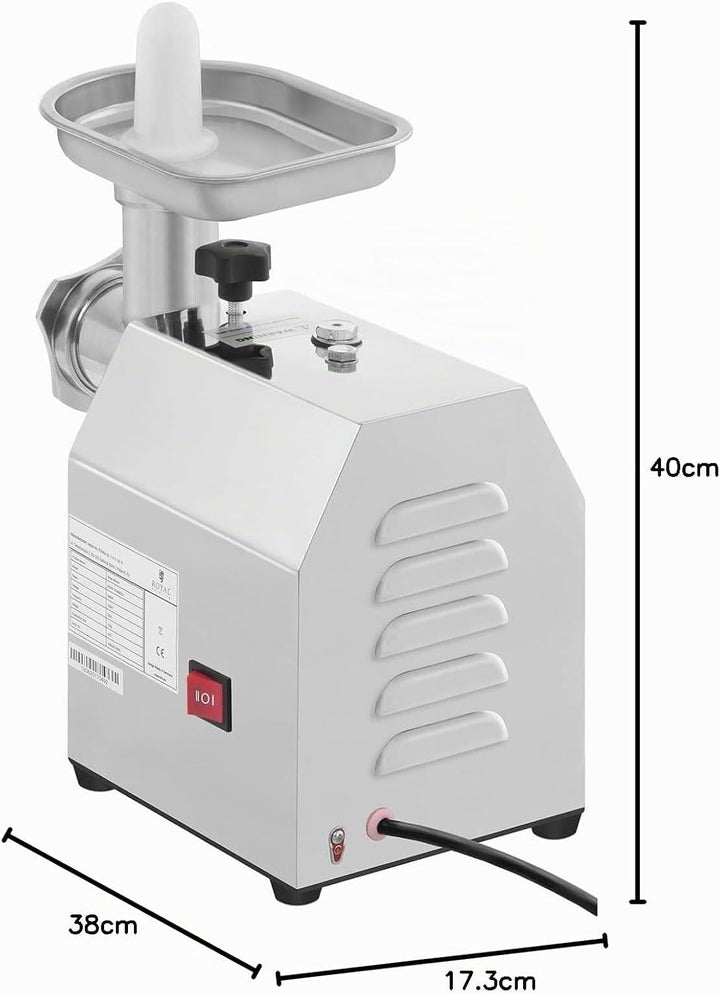 Royal Catering RCFW 70-600ECO Fleischwolf Elektrisch Edelstahl Fleischmaschine (70 kg/h, 600 W, Reve