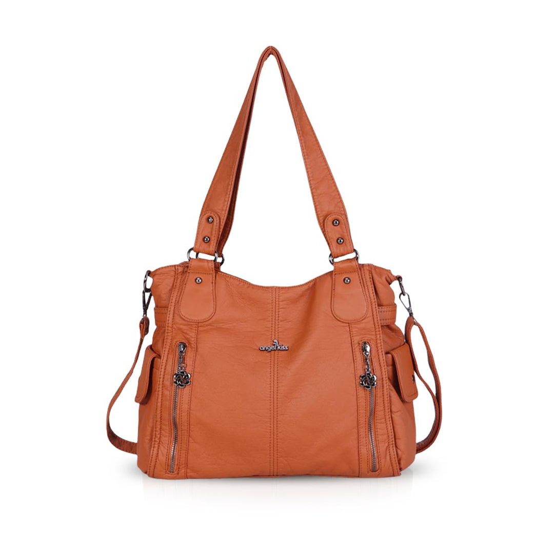 NICOLE &amp; DORIS Women Hobo bags shoulder bags Washed Leather Totes Crossbody with Multiple Compartmen