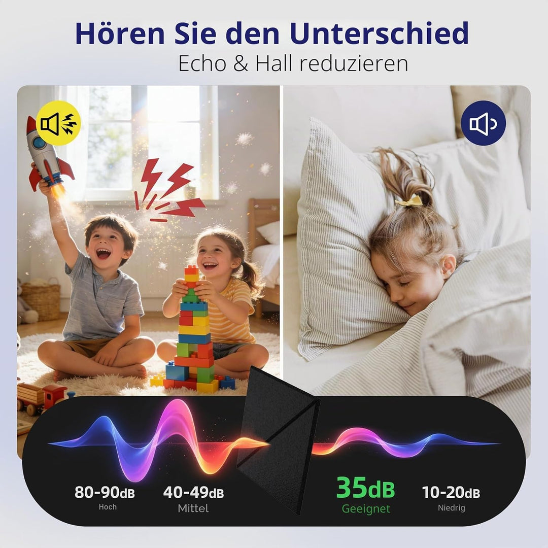 Vieshful Akustikpaneele Selbstklebend 20 Stück 30×30 cm – Hochdichte Akustikplatten aus Filz, Schall
