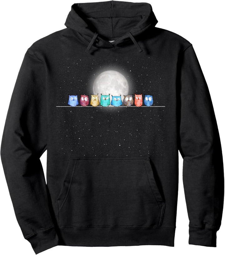 Starry Night Owls Pullover Hoodie