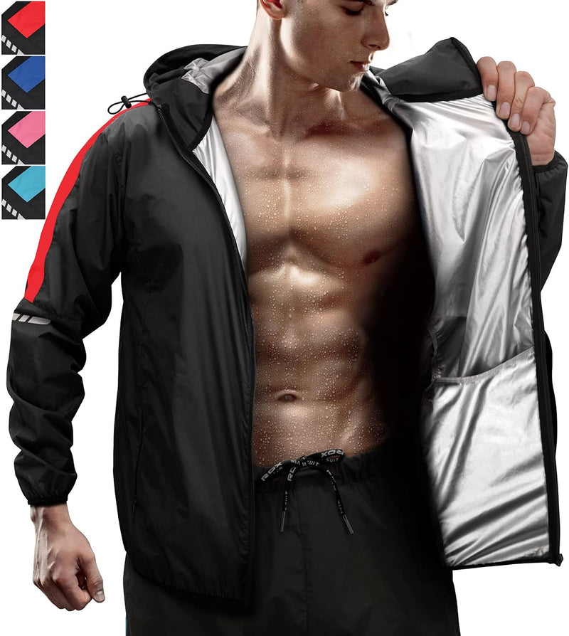 RDX Schwitzanzug Zum Abnehmen, Saunaanzug REACH OEKO TEX 100 ZERTIFIZIERT, Kapuzen Anzug Sauna Suit