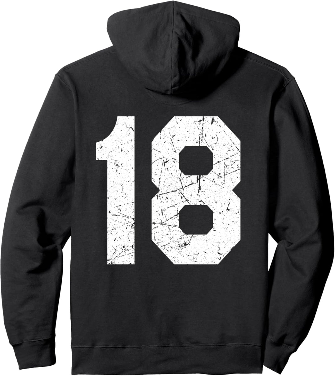 Trikot Uniform Nr. 18 Sportlicher Stil Sport Rückseite Grafik Pullover Hoodie
