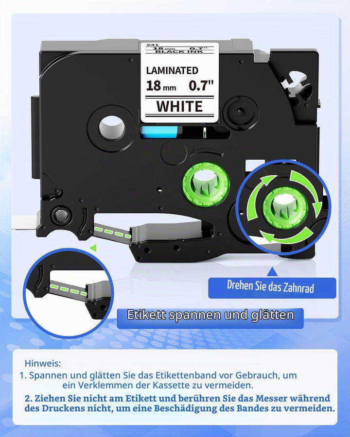 Fimax Kompatibel Schriftband TZe-241 18 mm als Ersatz für Brother P-touch Bänder Tze241 Etikettenban