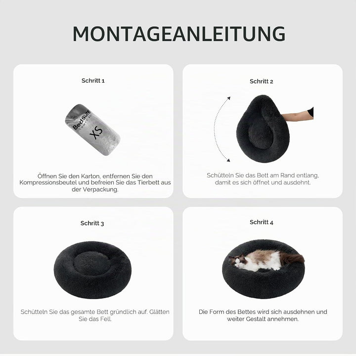 BEDSURE Hundebett waschbar Flauschiges Katzenbett - Ø 60 cm Katzenschlafplatz für Katzen und kleine