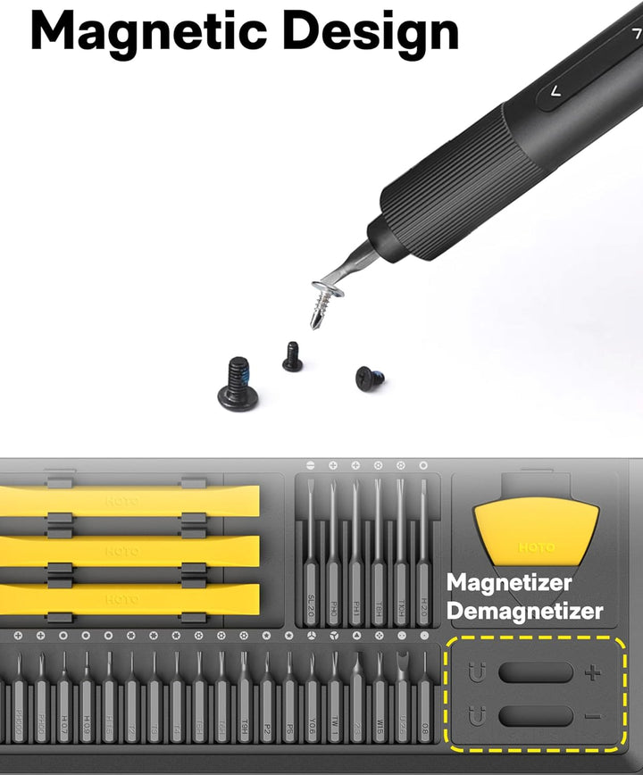 HOTO Mini Elektrischer Schraubendreher Pro, 48 in 1 Feinmechaniker Set mit Öffnungs-Werkzeug & Präzi