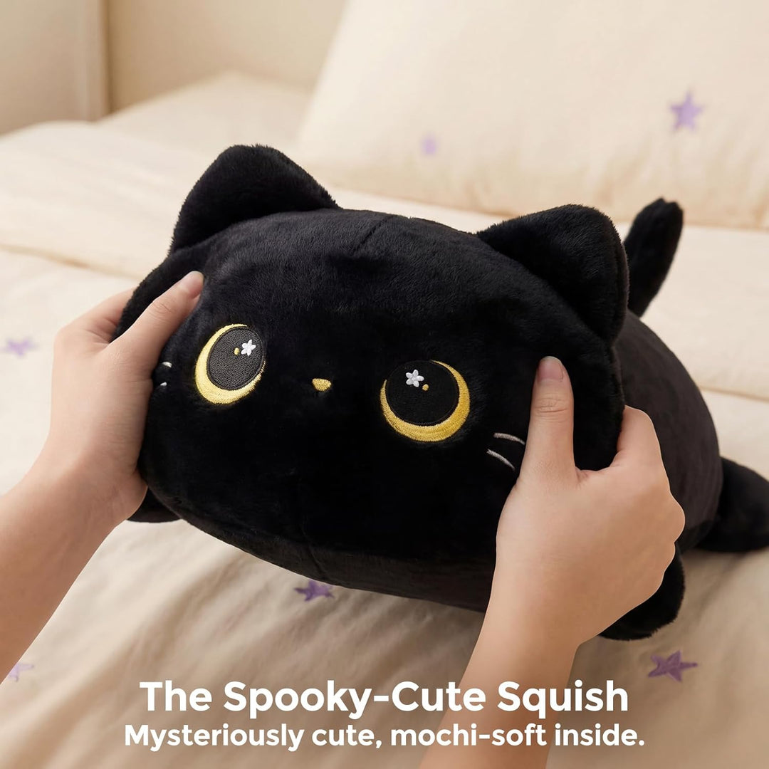 Mewaii Niedliches schwarzes Katzenplüschkissen, Kawaii Plüschtiere Schwarze Katze, Squishy Plüschtie