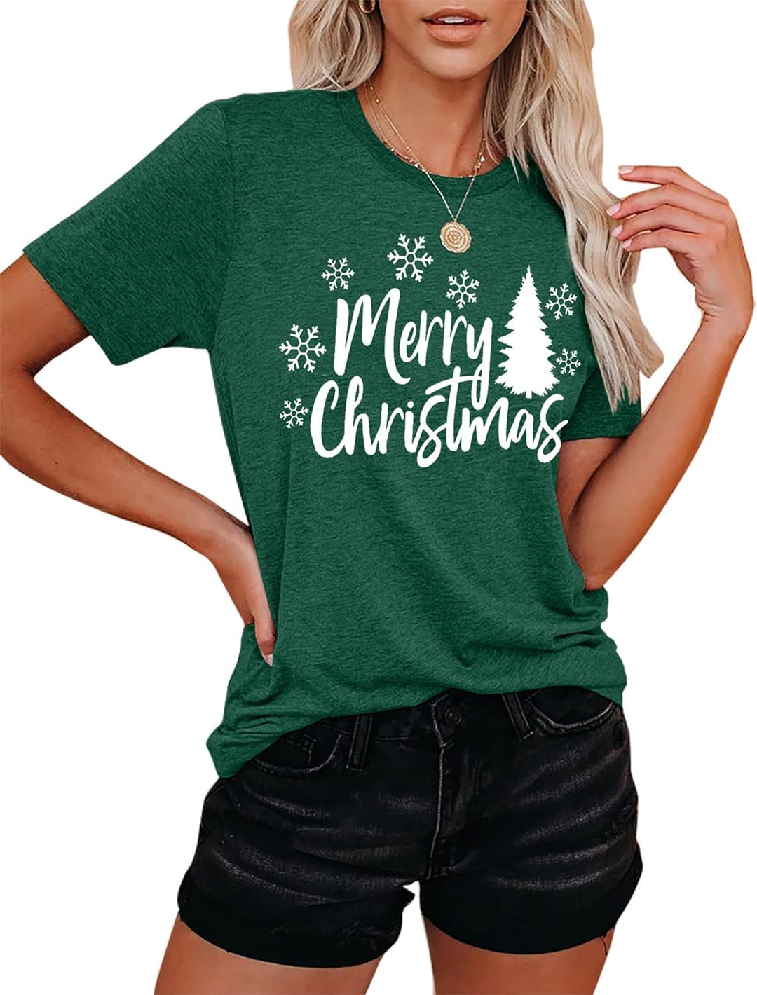 Weihnachtsbaum T-Shirt Für Damen Merry Christmas Bedruckte T-Shirts Kurzarm Holiday Tshirt Oberteile
