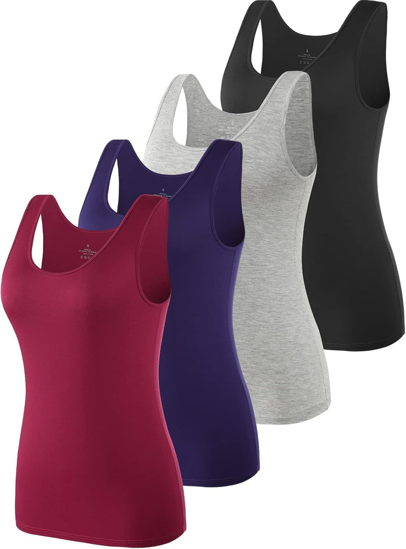 Ymmchy Tank Tops für Damen Unterhemd Stretch Workout Tops 4-er Pack M 4-pack Schwarz/Grau/Dunkelblau