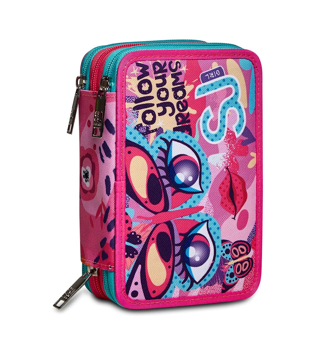 SJ GANG Federmäppchen, Mäppchen, mehrfarbig, Federtasche für Schreibwaren, Etui mit Stiften, Kugelsc