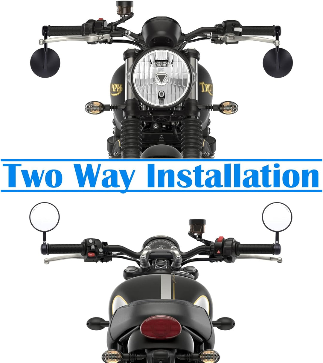 Universal Lenkerendenspiegel Motorrad Rückspiegel Motorrad Spiegel mit E-geprüft, CNC Spiegelstange,
