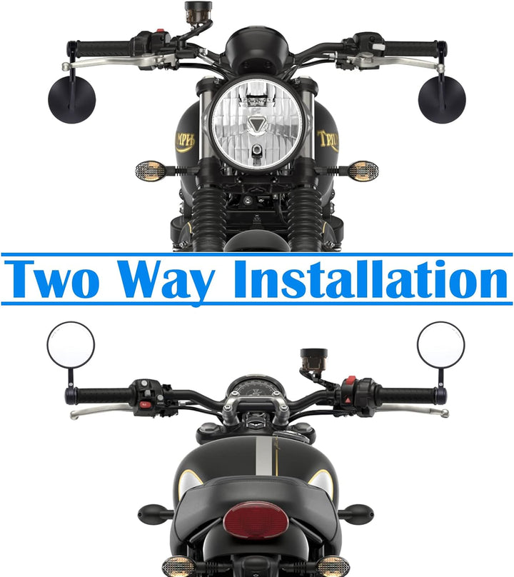 Universal Lenkerendenspiegel Motorrad Rückspiegel Motorrad Spiegel mit E-geprüft, CNC Spiegelstange,