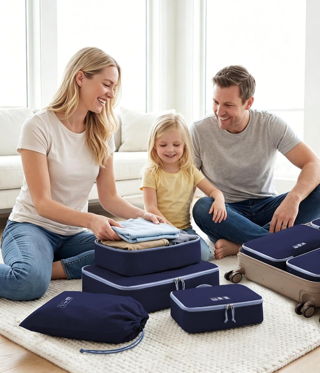 ECOHUB Packwürfel 6er Set Koffer Organizer, Reissfest &amp; Wasserabweisend, Durchdachtes Ordnungssystem