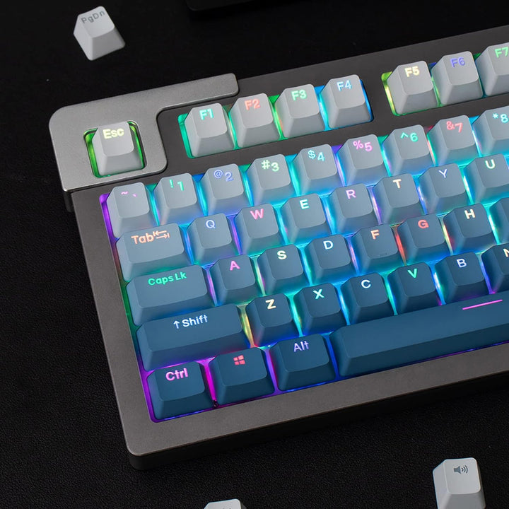 123 Tasten Double Shot PBT Tastenkappen OEM Profil Gradient Blue Backlit Keycaps für 61/87/104/108 C