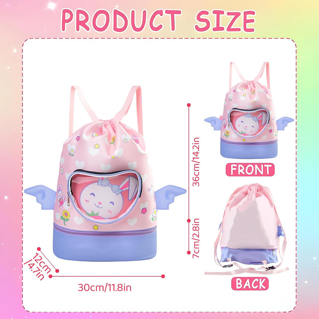 Schwimmrucksack Wasserdicht Kinder, Strandrucksack mit Trennung Schuhfach, Schwimmtasche Kinder mit