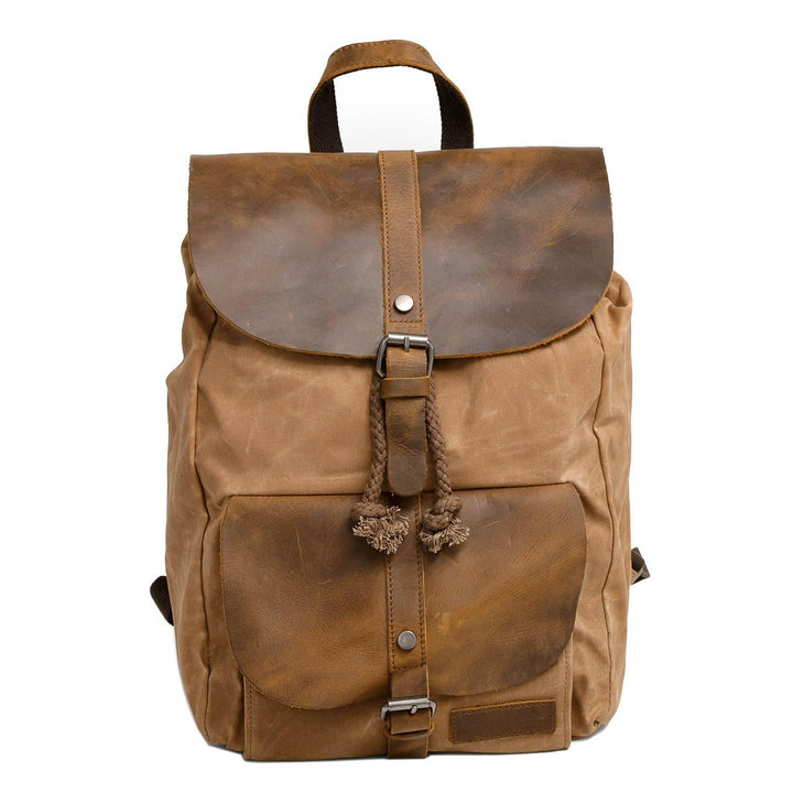 Neuleben Vintage Wasserdicht Rucksack Daypack aus Canvas Leder Damen Herren für Reise Outdoor Schule