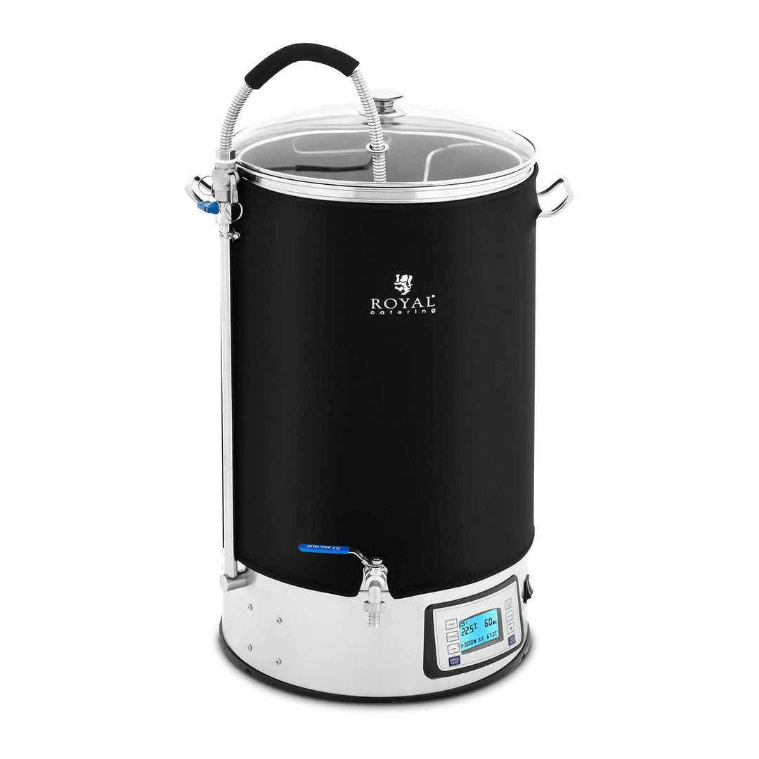 Royal Catering RCBM-60IN Braukessel mit Isolierung 60 l 3000 W 0-100 °C Edelstahl gehärtetes Glas Bi