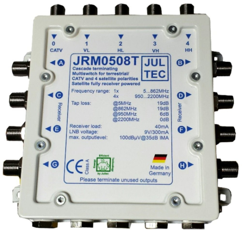 JULTEC JRM0508T Multischalter 8 Teilnehmer Receivergespeist (ohne Strom, Stromanschluss)