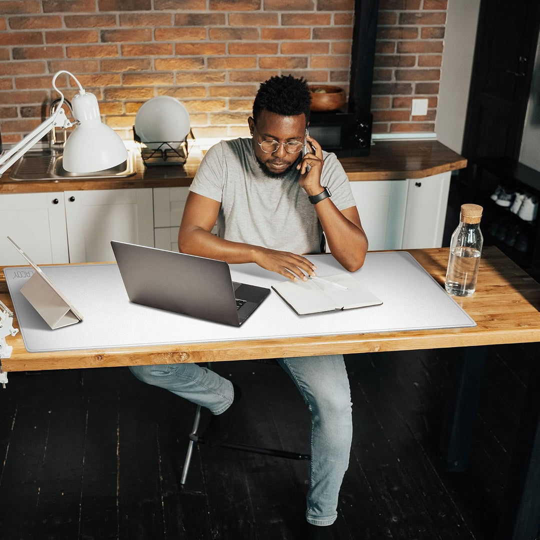 Cacoy Gross Mauspad PU Leder Schreibtischunterlage, 120x40cm Doppelseitige Wasserdichte Multifunktio