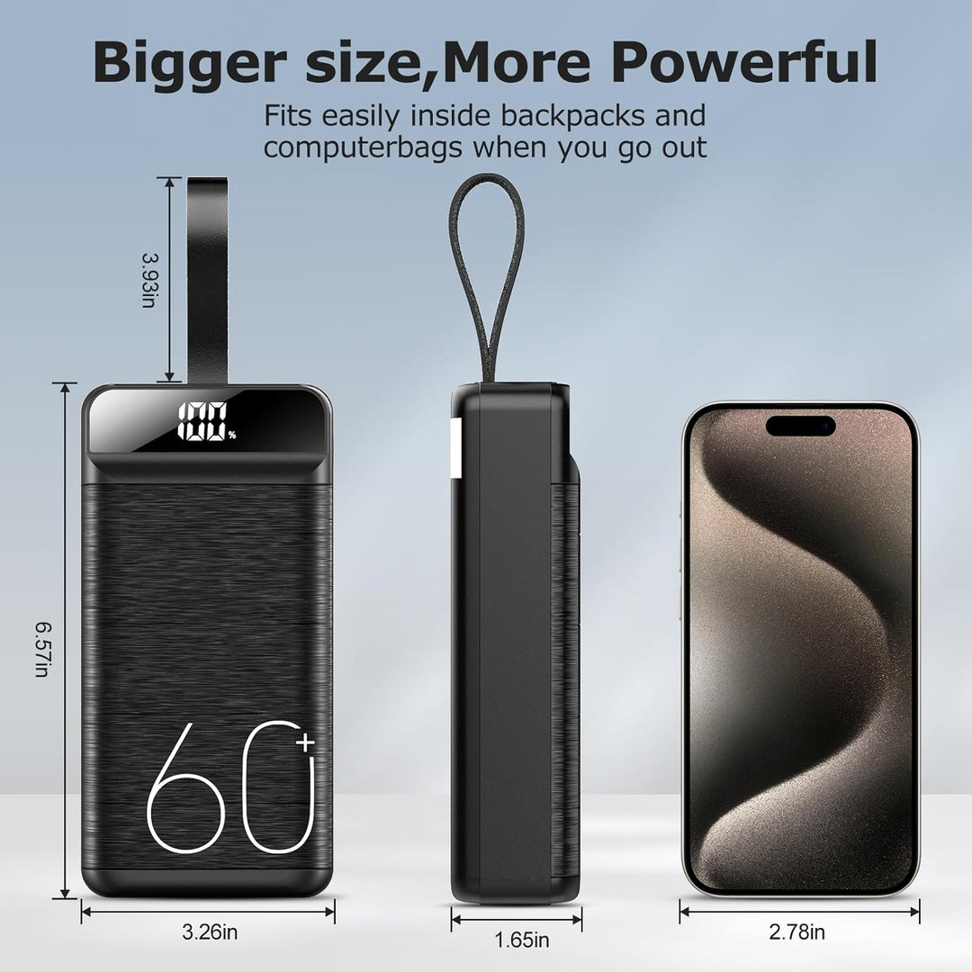 Power Bank 60000mAh 22,5W Schnellladung Tragbares Ladegerät USB-C Schnellladung mit 4 Ausgängen &amp; 3